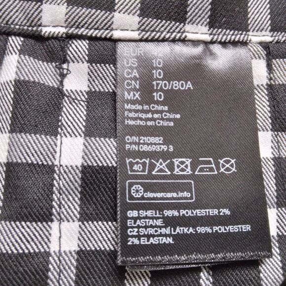 HM Divided Black White Plaid Pleated Skirt Academia Clueless Preppy Size 10 - Picture 5 of 7